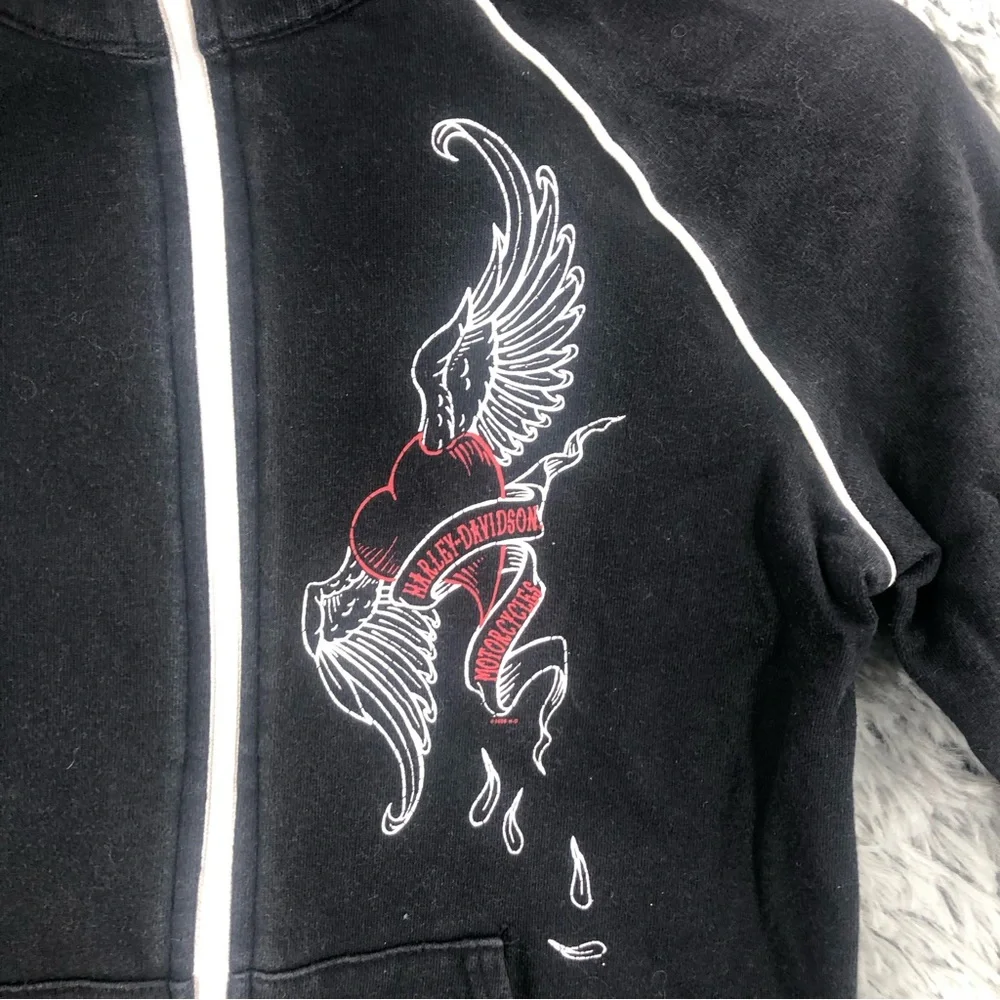 Harley Davidson Jacket Womens Small Black Lightweight Black Logo Pockets